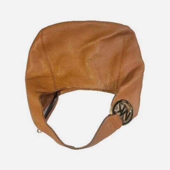 Michael Kors Hobo Bag Brown PebbleL leather Gold Logo Magnet Closure - Picture 7 of 9